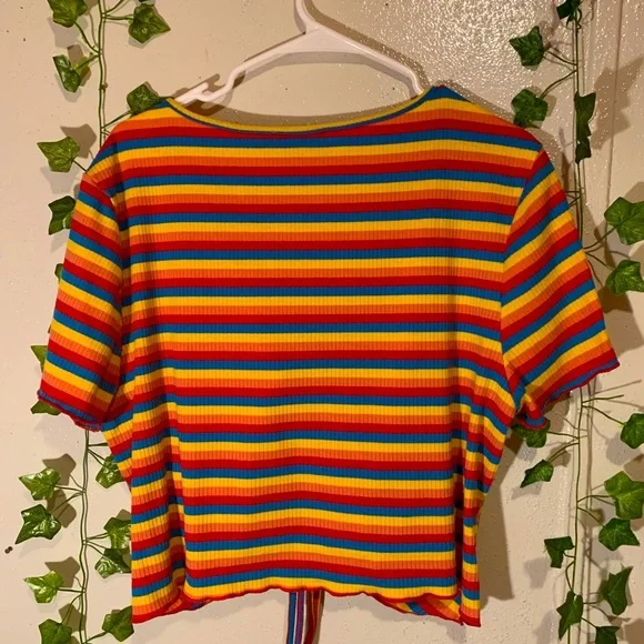 Multicolor Ruched Drawstring Top - Picture 4 of 5